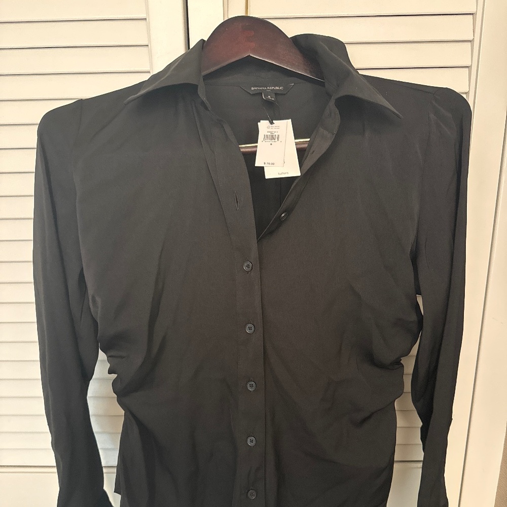 Banana republic black silk button down